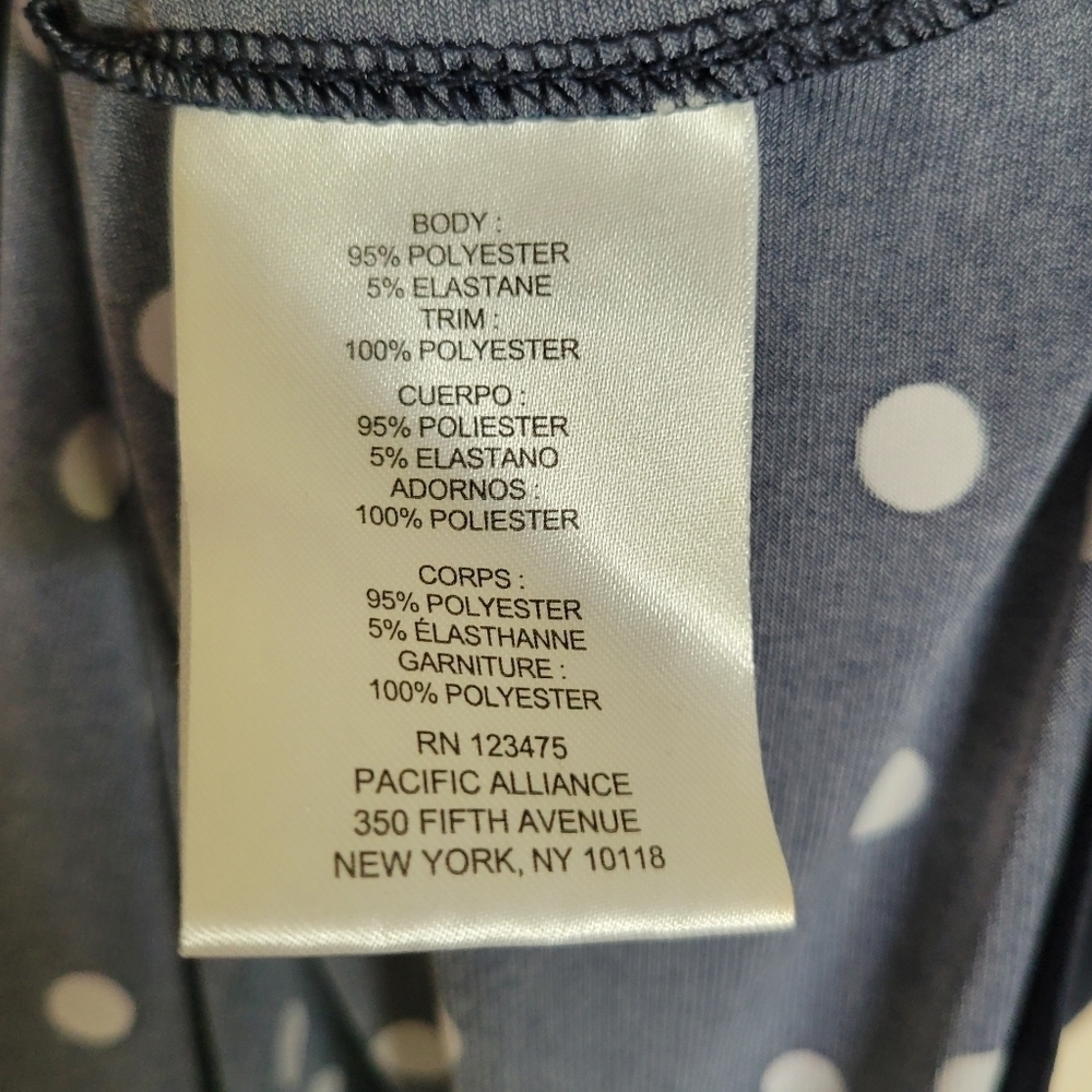 Ellen Tracy Women's Navy Polka Dot Front Zipper Blouse Size Small - Picture 4 of 4